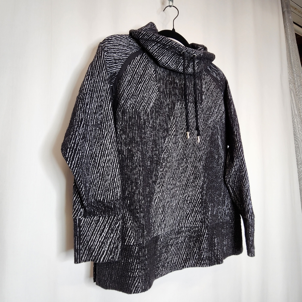 Unbranded Textured Cowl Neck Hoodie Sweatshirt